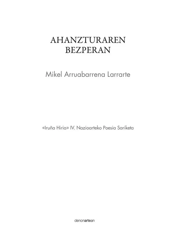 Ahanzturaren bezperan